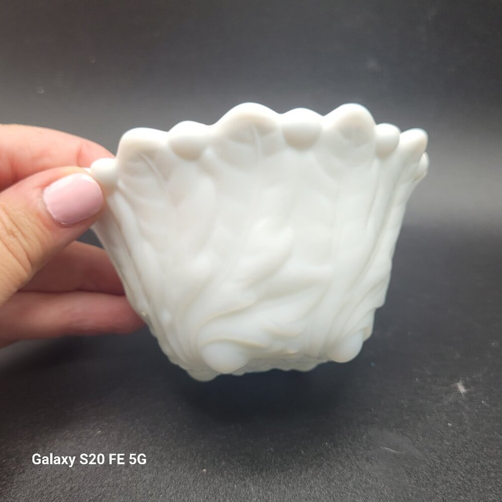 Vintage 1970’s Wild Rose White Milk Glass Candle Holder